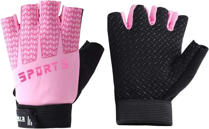 GREUS Kids Half Finger Cycling Gloves - Breathable Non Slip Bike Riding Gloves with UV Protection for Boys & Girls Aged 6-10 - Image 4
